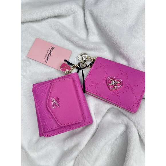 Juicy Couture Handbags - Juicy Couture Wallet Wristlet Womens One Size Pink Heart Logo Card Holder Chain